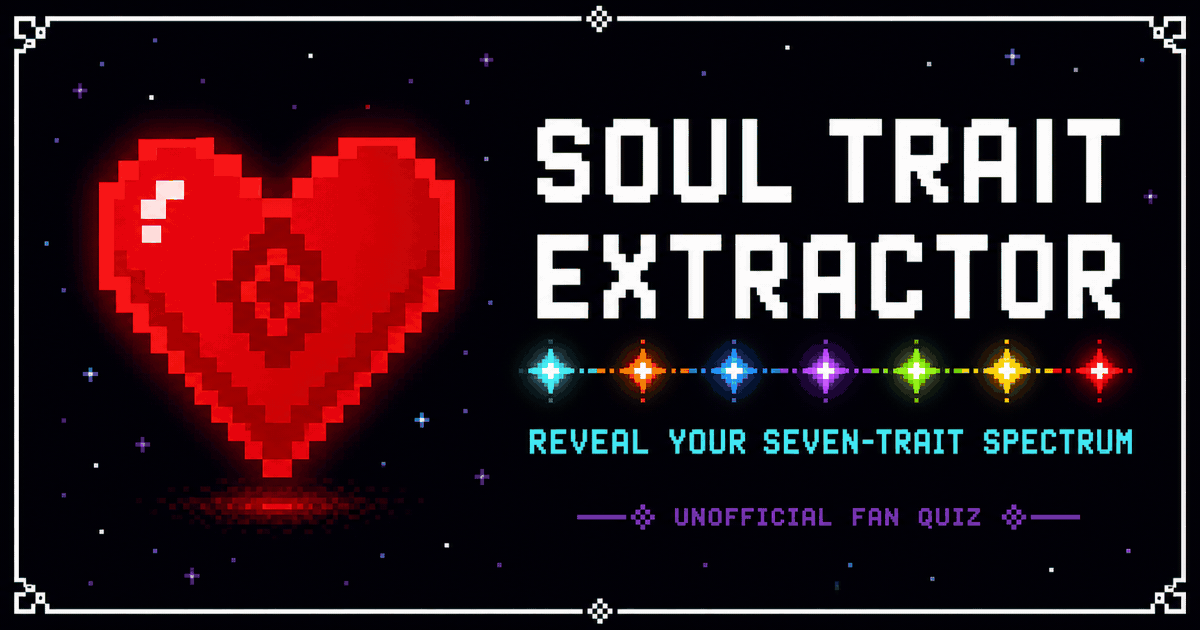 Pixel-art Soul Trait Extractor card with a red heart and seven colored trait signals